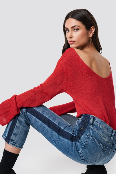 Rut & Circle Vanessa Back V-neck Knit - Red