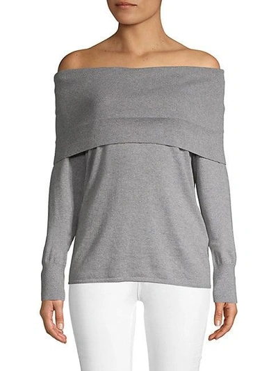 Equipment Off-the-shoulder Cotton & Cashmere Top In Heather Grey