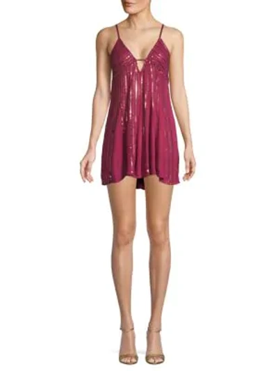 Free People Embellished Mini Dress In Red Berry
