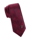 Versace Combo Stripe Silk Tie In Red