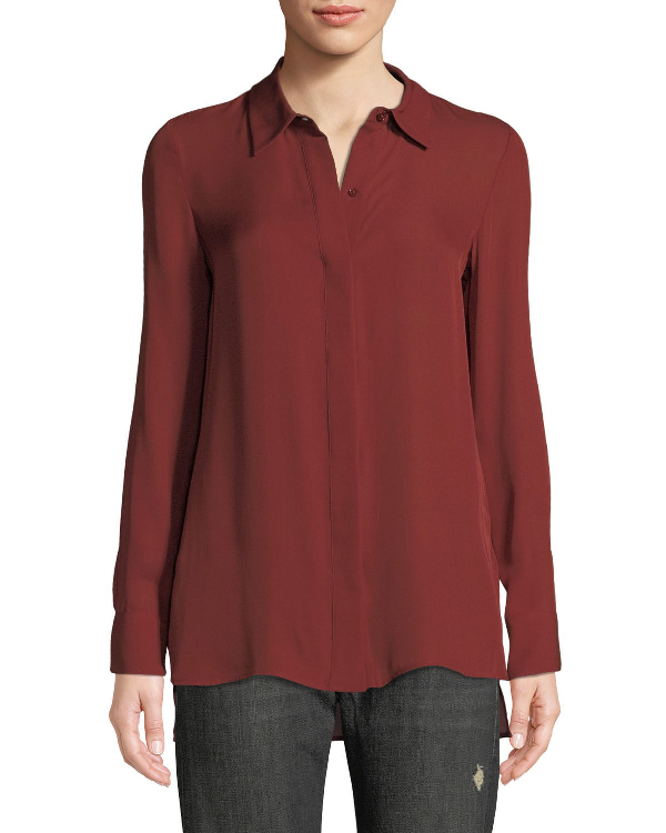 Vince Womens Covered Placket Shirt