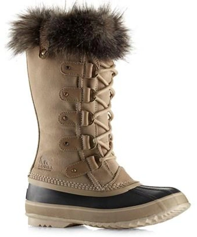 Sorel Joan Of Arctic Waterproof Suede Faux Fur Boots In Pebble