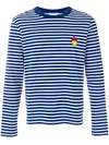 Ami Alexandre Mattiussi Long Sleeved T-shirt With Smiley Patch In Blue