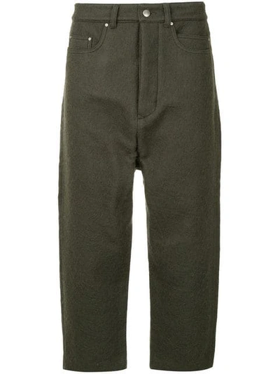 Rick Owens Collapse Cropped Jeans In Grey