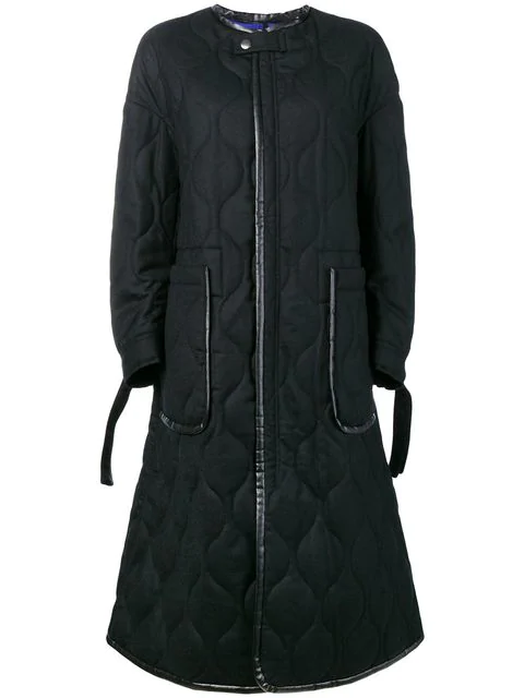 Ujoh Collarless Coat In Black | ModeSens