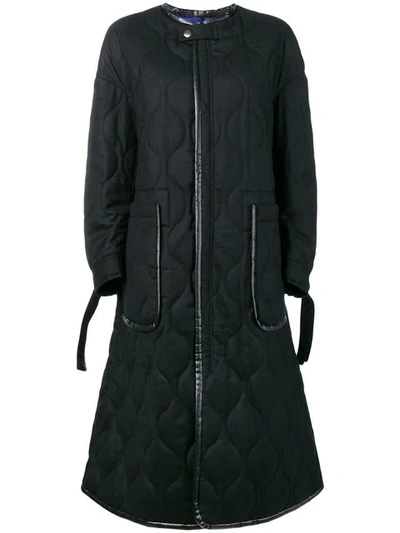 Ujoh Collarless Coat In Black