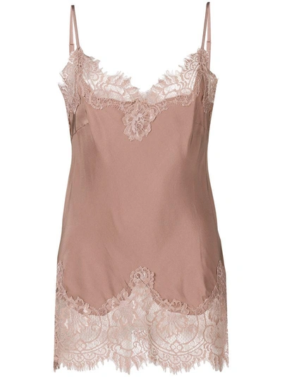 Gold Hawk Lace Trim Cami - Pink