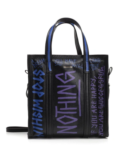 Balenciaga Graffiti Bazar Shopper Tote Bag In Multi