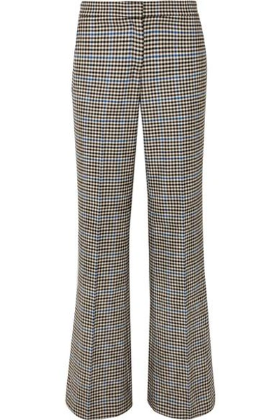 Jw Anderson Houndstooth Wool And Cotton-blend Flared Pants In Brown