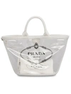 Prada Sheer Logo Tote In White