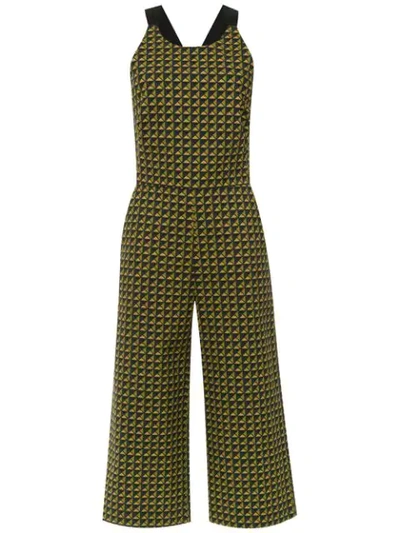 Andrea Marques Printed Cropped Jumpsuit In Green