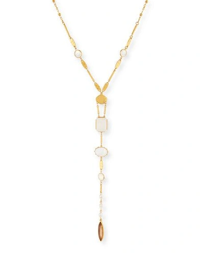 Sequin Mixed-stone Y-drop Necklace In Gold