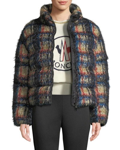 Moncler Plaid Down-fill Coat In Multi Pattern