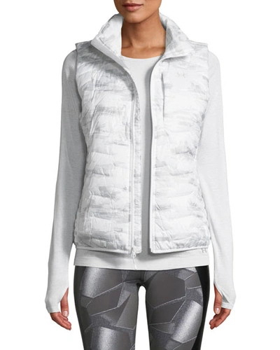 Under Armour Coldgear Reactor Zip-front Activewear Vest In White/gray