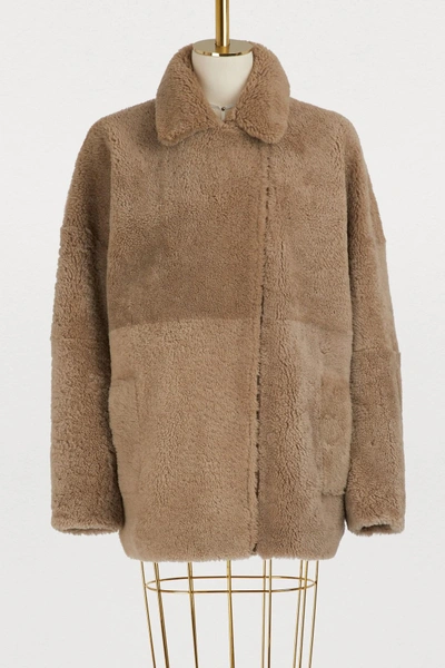 32 Paradis Sprung Frères Etna Shearling Coat In Light Brown