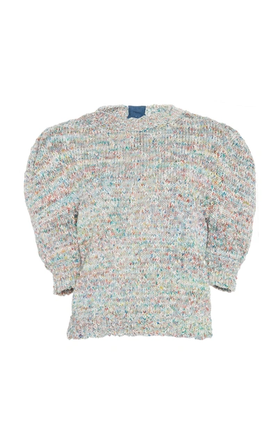 Adam Lippes Textured Cotton Puff Sleeve Knit In Multi