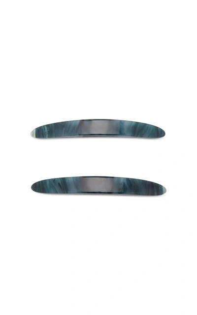 Cult Gaia Set-of-two Marbled Acrylic Barrettes In Blue