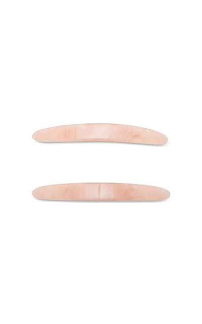 Cult Gaia Set-of-two Marbled Acrylic Barrettes In Pink