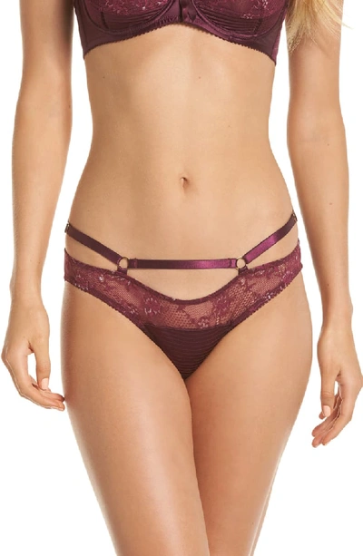 Dita Von Teese Madame X Lace Strappy Bikini In Dark Cherry