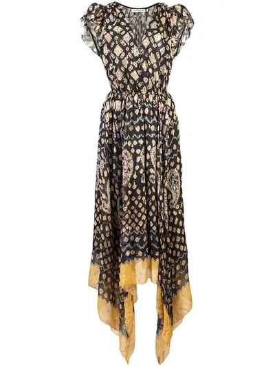 Ulla Johnson Printed Handkerchief Midi Dress In Blue