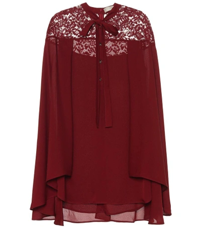 Elie Saab Silk-blend Blouse With Lace In Red