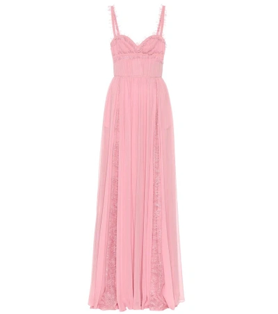 Elie Saab Silk-blend And Lace Gown In Pink