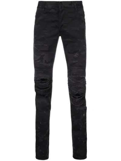 Balmain Black Camo Slim Fit Jeans