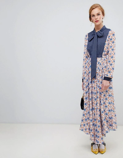 Sister Jane Midaxi Dress In Mixed Star And Stripe Print - Multi
