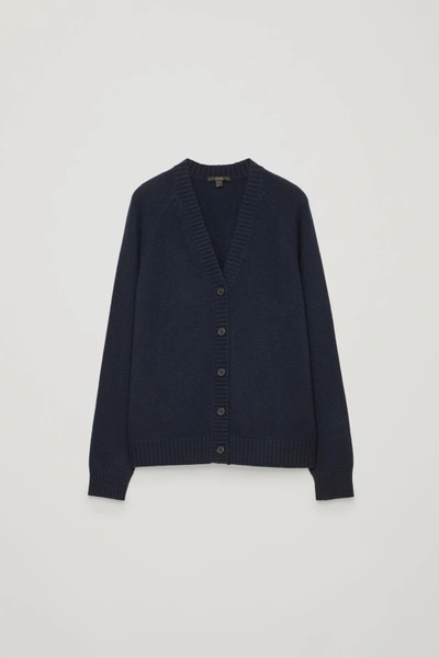 Cos Relaxed Cashmere Cardigan In Blue