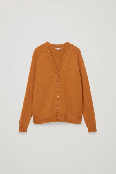 Cos Relaxed Cashmere Cardigan In Orange