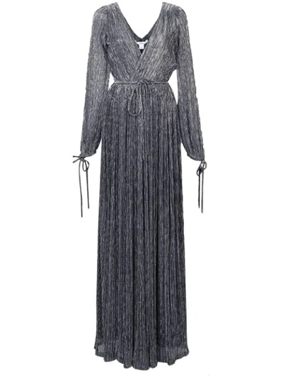 Zac Zac Posen Christina Metallic Pleated Long-sleeve Wrap Gown