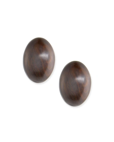 Viktoria Hayman Oval Wood Stud Earrings In Brown