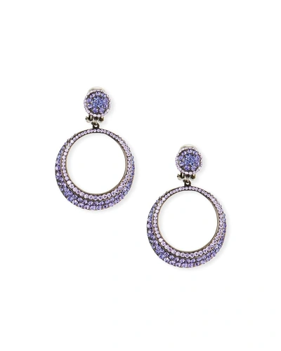 Jose & Maria Barrera Pave Hoop Clip Earrings In Lavender