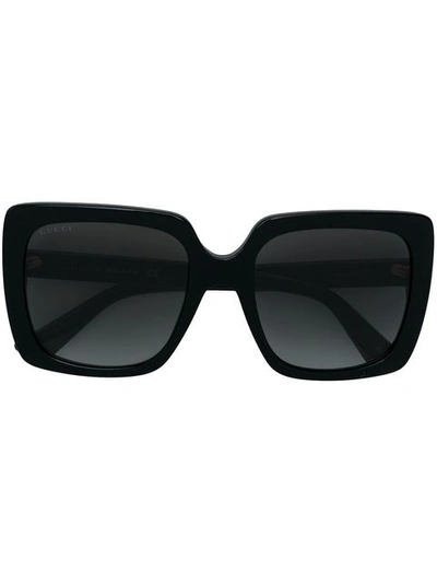 Gucci Eyewear Crystal Logo Sunglasses - Black In 黑色