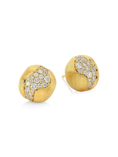 Marco Bicego 18k Yellow Gold Africa Constellation Pave Diamond Stud Earrings In White/gold