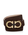 Ferragamo Men's Double Gancini Suede Belt In Brown