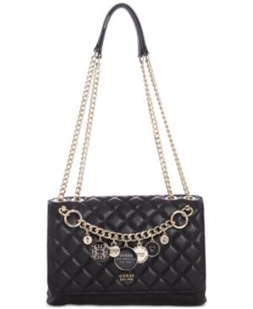 Guess Victoria Chain Shoulder Bag In Black gold ModeSens