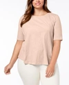 Eileen Fisher Plus Size Organic Cotton Crew-neck Top In Petal