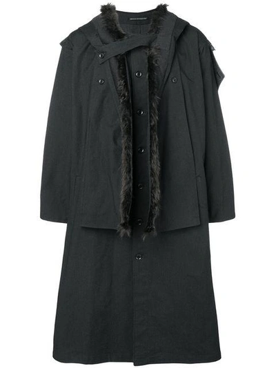 Yohji Yamamoto Oversized Cape Coat In Black