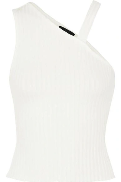 The Range One-shoulder Ribbed Stretch-jersey Top In White