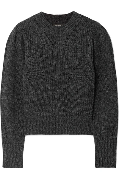 Isabel Marant Belaya Cropped Wool Sweater In Grey
