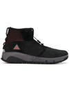 Nike Acg Ruckel Ridge Perforated Suede And Flyknit Sneakers In Black/ Black Geode Teal