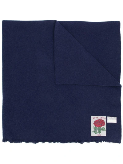 Kent & Curwen Oversized Logo Patch Scarf In Blue