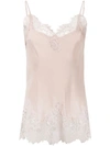 Gold Hawk Lace Trim Cami In Pink