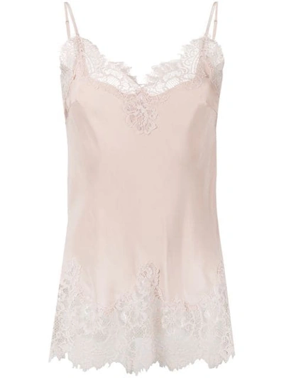 Gold Hawk Lace Trim Cami In Pink