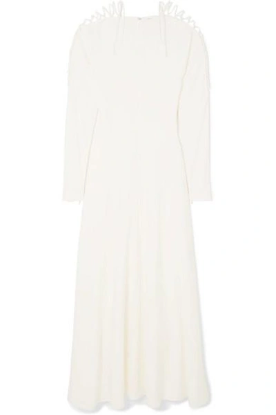 Stella Mccartney Lace-up Cady Maxi Dress In Ivory