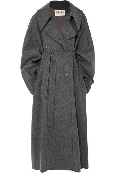 A.w.a.k.e. Oversized Double-breasted Wool-blend Felt Coat In Charcoal