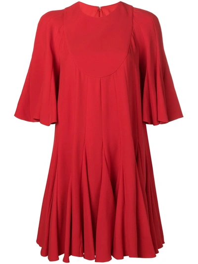 Valentino Pleated Silk Crepe De Chine Mini Dress In Red