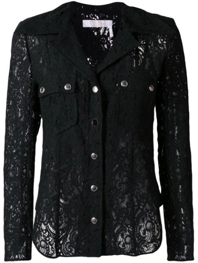 Chloé Lace Button-front Blouse In Black