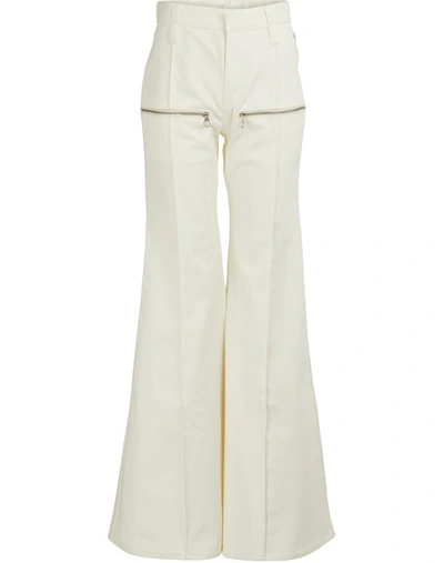 Chloé Stretch Denim Flare Leg Jeans With Front Pockets In Dusty White